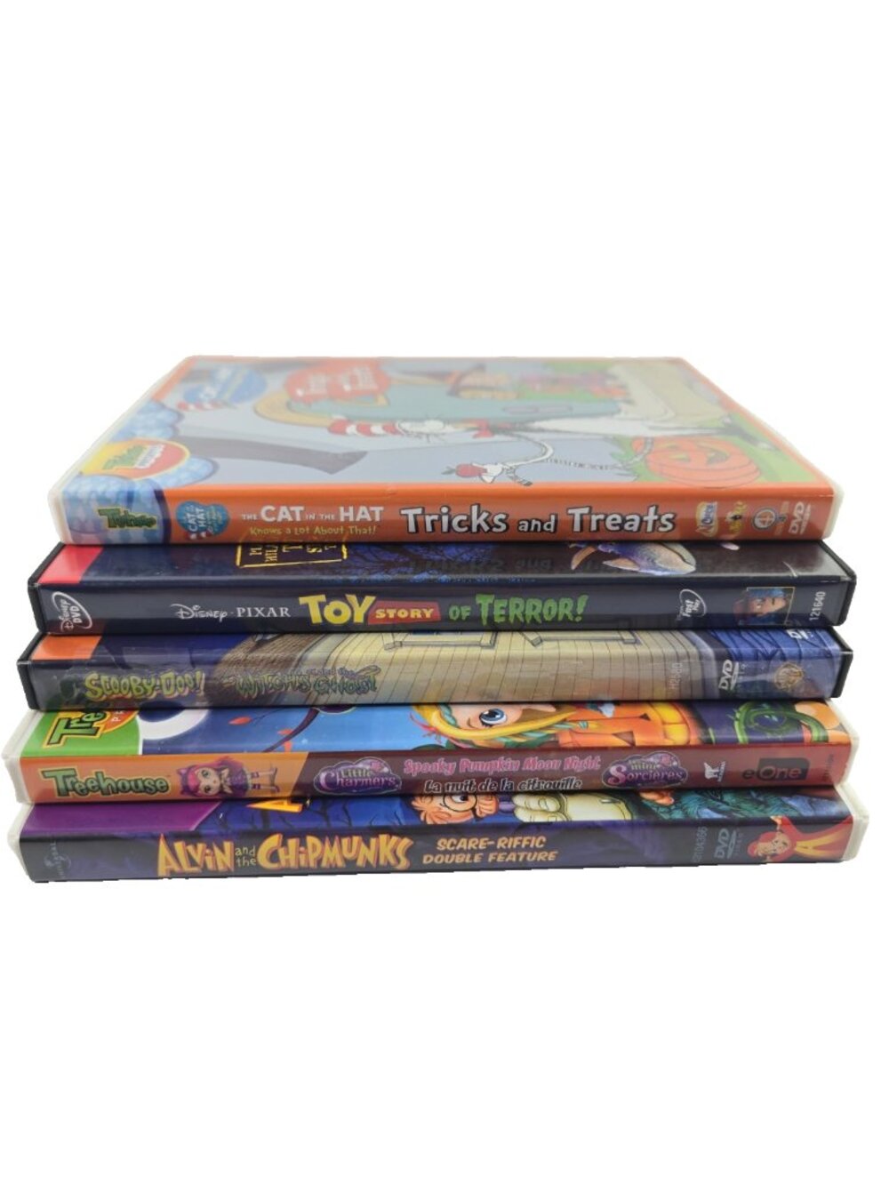 Childrens Halloween Dvds Lot of 5 Cat in the Hat Toy Story Chipmunks Scooby